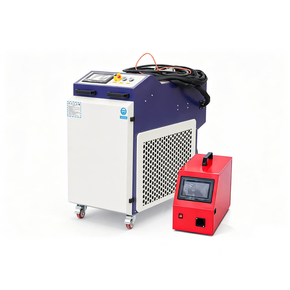 3000W portable handheld laser welder integrated cooling unit, continuous fiber laser welding equipment for stainless steel aluminum metal fabrication 3000W all-in-one handheld laser welding machine with built-in integrated water cooling system, portable industrial fiber laser welder for thick metal welding processing